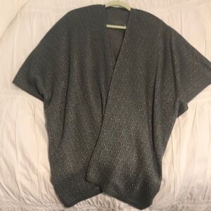 Gray Women's open poncho style Sweater with matching scarf